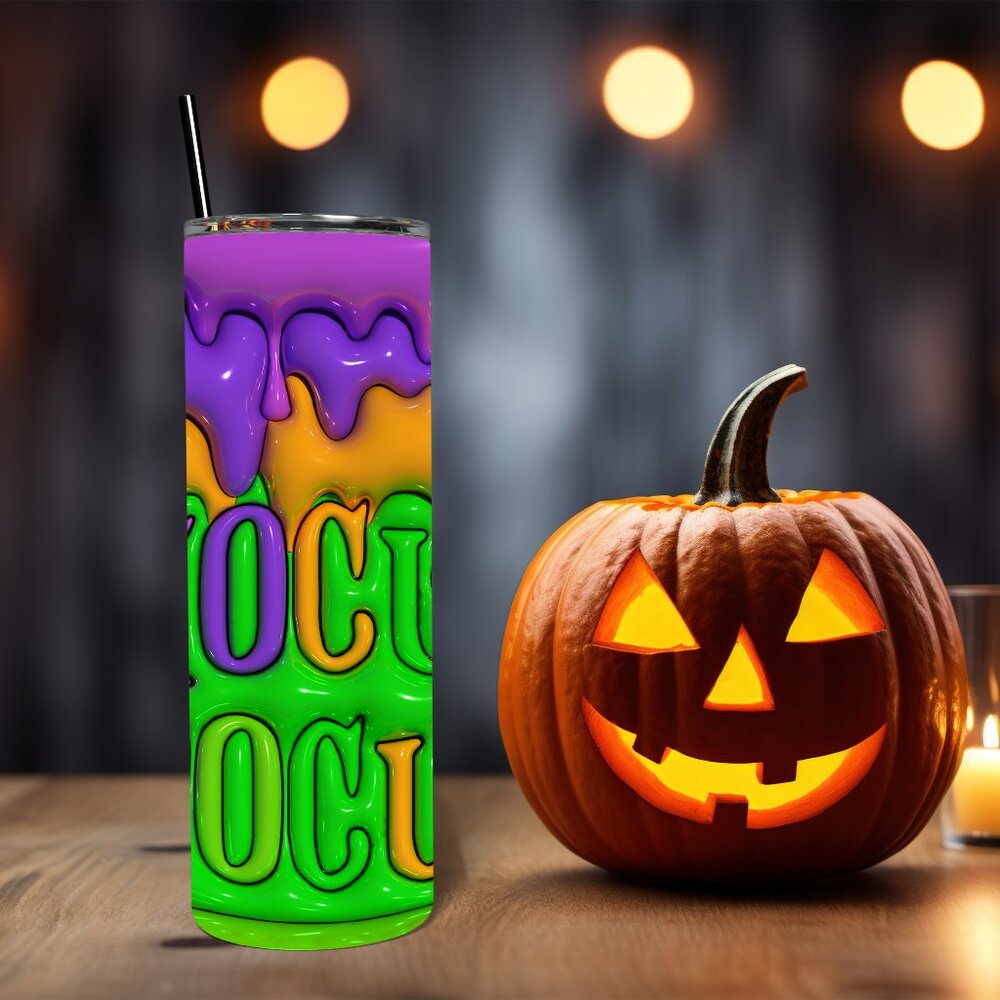 3D Inflated Hocus Pocus Halloween 20 oz Skinny Straight Tumbler - Picture 3 of 4